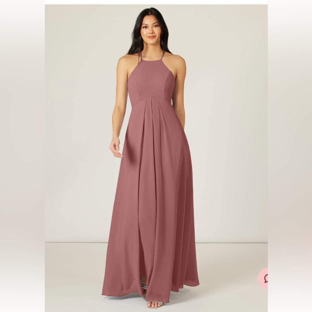 NWT Azazie “Sarah” Floor-Length A18 Bridesmaid or Prom dress color Flamingo